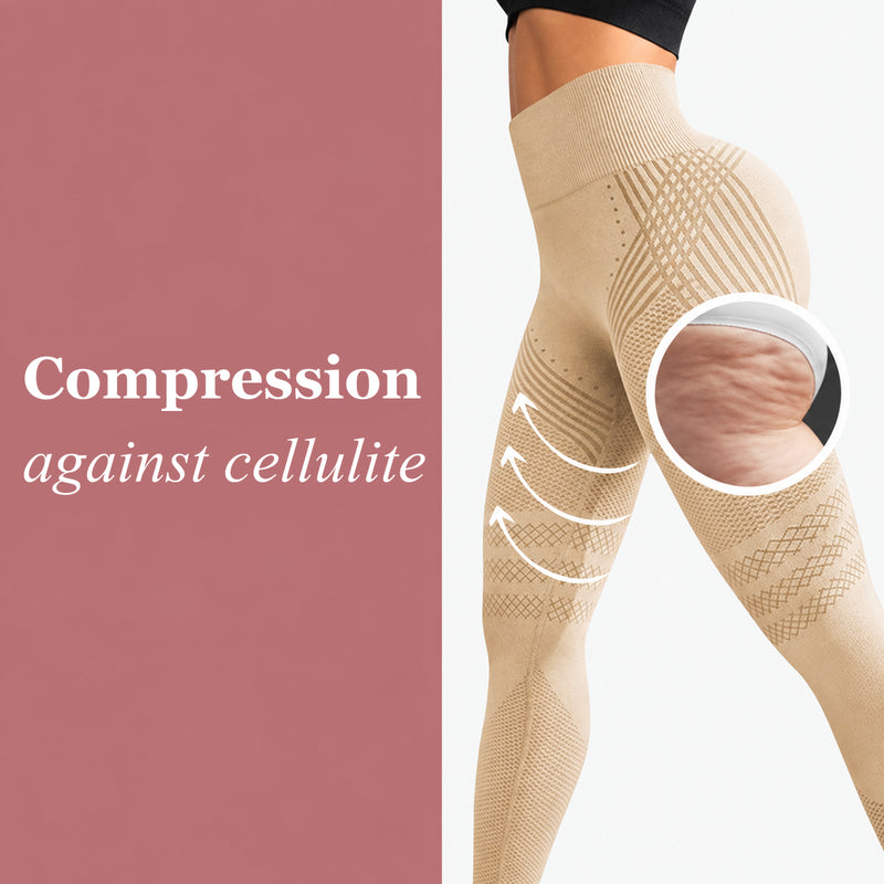 Beige LUMIVE leggings with compression zones