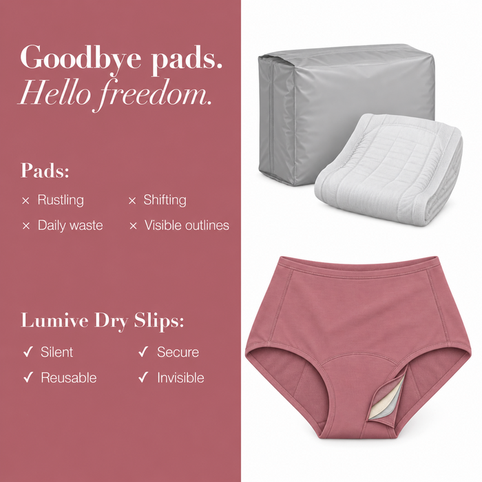 LUMIVE reusable underwear compared with disposable pads